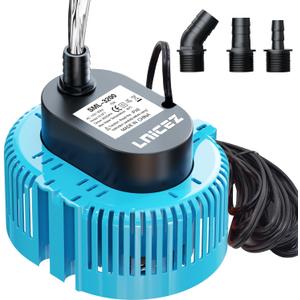 Pool Cover Pump 850GPH Pond Pump, Low Investment & Same Performance, Sump Pump Submersible Water Pump for Pool Draining, Above Ground Pool Pump for Pool Cover, Pond, 3 Adapters Without Hose (NO-hose, 850gph Blue)