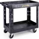 ELAFROS Heavy Duty Plastic Utility Cart 34 x 17 Inch - Work Cart Tub Storage W/Deep Shelves and Full Swivel Wheels Safely Holds up to 550 lbs - 2 Tier Service Cart for Warehouse,Garage, Cleaning