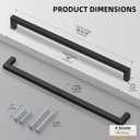 Goldenwarm 2 Pack Black Square Bar Cabinet Pull Drawer Handle Stainless Steel Modern Hardware for Kitchen and Bathroom Cabinets Cupboard,Center to Center 10in(256mm) Black Drawer Pulls