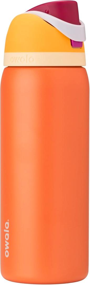 7 Pieces, Owala FreeSip Insulated Stainless Steel Water Bottle with Straw for Sports, Travel, and School BPA-Free Sports Water Bottle, 32 oz, Citrus Crush