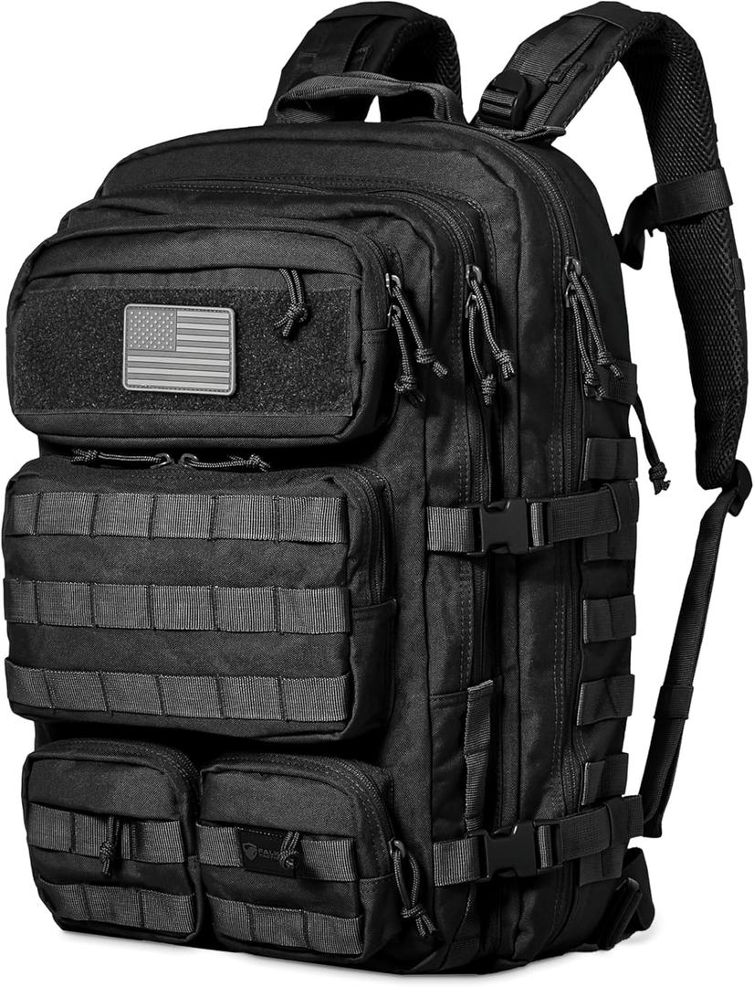 Falko Tactical Backpack for Men and Women 50L Backpack 2.4x Stronger Large Military Molle Rucksack, Bugout Backpack Outdoors (Black)