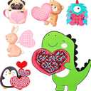 Valentines Day Gifts for Kids-24 Sets Valentines Day Crafts for Kids Lacing Cards,Sewing Pattern Cards in 6 Love Animals with 72 Colorful Laces,Exchange Valentine's Day Cards for Kids
