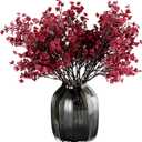 JAKY-Global Babys Breath Fabric Cloth Burgundy Artificial Flowers 6 Bundle European Fake Silk Plants Decor Wedding Party Decoration Bouquets Real Touch DIY Home Garden (Wine Red)