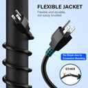 Elecan 14 Gauge 3 Prong Replacement Power Supply Cord 12 Ft with Pigtail Open Wiring End, 14/3 Extension Wire Electric Tool Cable Plug, SJTW ETL, 15 Amp/125V, Indoor&Outdoor for Appliances&DIY-E