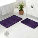 MIULEE Microfiber Bathroom Rugs and Mats Sets 2 Pieces Extra Thick Non Slip Bath Mat Absorbent Soft Shaggy Washable Quick Dry Rug for Bath Room Floor Restroom, 16"x24"+20"x30", Dark Purple