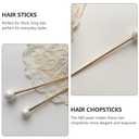 Metal Pearl Chopsticks Hair Sticks Set - 3 Pcs Chinese Hair Pins Clips for Women