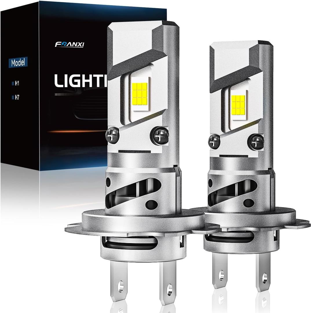 FRANXI H7 Bulbs, Super Bright Fog Lights 6000K Cool White, 1:1 Size Design with Cooling Fan, Plug and Play, Pack of 2