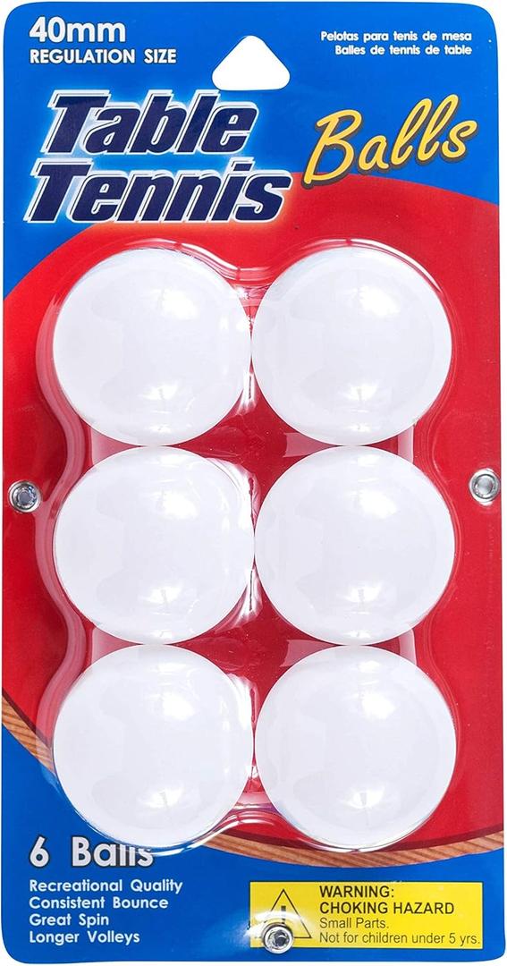 Jacent 40MM Regulation Size White Table Tennis Balls, 6 Ping Pong Balls per Pack, 1-Pack