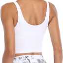 Oalka Sports Bra Womens Longline Padded Crop Tank Yoga Bras Workout Fitness Top (White, M)