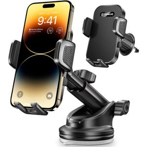 Topmake Car Phone Holder Mount,2025 Upgrade 3-in-1 Cell Phone Holder for Car, Dashboard Windshield, Suction Cup Hands-Free Car Phone Stand, Automobile Cradles Universal,Black