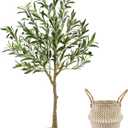 Artificial Olive Tree, 4ft Tall Fake Olive Leaves Plant with Basket, Indoor Outdoor Faux Olive Topiary Silk Tree for Home Livingroom Office Dcor