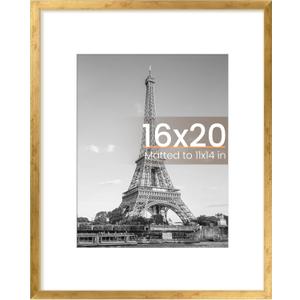 upsimples 16x20 Picture Frame, Display Pictures 11x14 with Mat or 16 x 20 Without, Wall Hanging Poster Frame, Bronze, 1 Pack