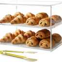 2-Tiers Bakery Display Case for Commercial Countertop, 18.9" x 9.5" x 11.8" Acrylic Pastry Display Case Storage Box for Dessert Donut Bread Cake Cupcake Bagels Cookie