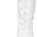 Pasuot Western Cowboy Boots for Women - Knee High Wide Calf Cowgirl Boots with Classic Embroidered, Slip On Pointed Toe Chunky Heel Fashion Retro Classic Pull On Tall Boot for Girls Ladies Fall Winter (8.5, White)