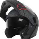 DOT Approved Full Face Modular Flip-Up Dual Visor Motorcycle Helmet for Adult Men Women, Lightweight ABS Shell & Ventilated, Street Bike ATV (Black, S)