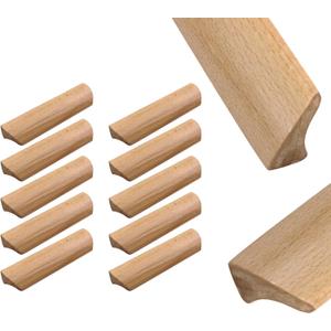 10Pcs 4.84" Wood Solid Furniture Pulls Handles, Painted Smoothly Wooden Handles Cupboard Closet Drawer Handle Pull,Hole Dis.3.78"