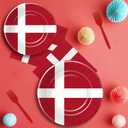 Denmark Flag Theme Tableware, Denmark Party Supplies, Paper Plate, Napkin, Fork, Danish Flag Party Supplies for Constitution Day, National Celebrations, or Themed Events, Serve 24