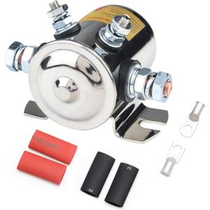 Max 300A Heavy Duty Solenoid Relay Nickel-Plating for Golf Carts, Winch, Marine in Rush 12VDC (4-Terminals/resistors and diodes)