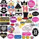 14th Birthday Photo Booth Party Props - 40 Pieces - Funny Kids Birthday Party Supplies, Decorations and Favors