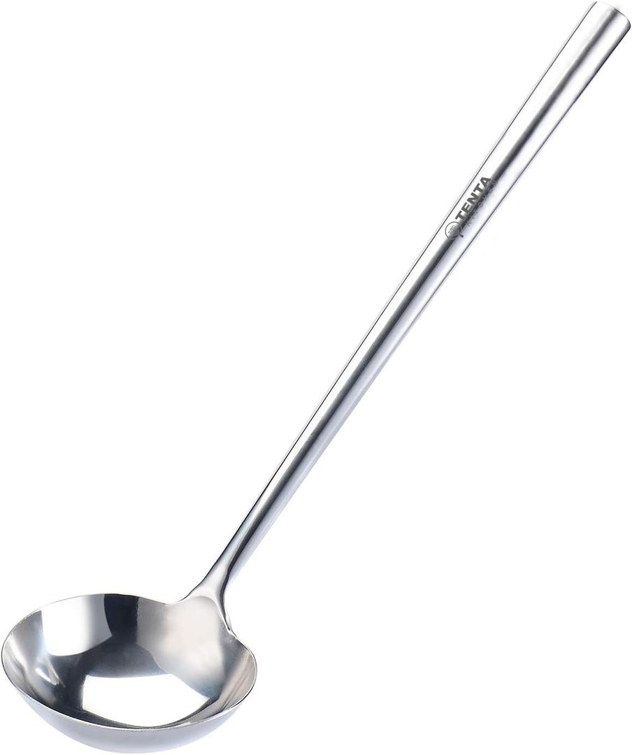 Tenta Kitchen Professional Large Stainless Steel Serving Ladle Spoon - Gravy Ladle Soup Spoon For School Canteen,Hotel Kitchen,Restaurant (3.86"x17")