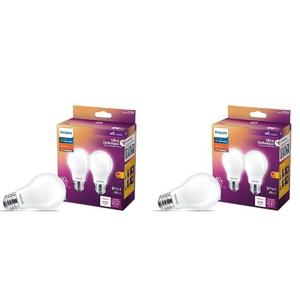 PHILIPS LED 40W A19 4-Pack Ultra Definition Soft White (2200K) 450 Lumen (5W = 40W) Dimmable Frosted Flicker-Free Light Bulbs