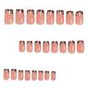 5Pack French Tip Press on Nails Square Medium Fake Nails Nude False Nails with Glitter Leopard Print Designs Full Cover Acrylic Nail Autumn Glossy Glue on Nail for Women Girls, 24Pcs