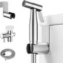 Arofa Handheld Toilet Bidet Sprayer for Toilet-Adjustable Water Pressure Control with Bidet Hose for Feminine Wash, Stainless Steel Brushed Nickel Bidet Faucet Cloth Diaper for Baby Wash (1 Pack)