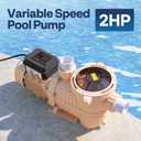 VIVOHOME 2.0HP 115V Variable Speed Pool Pump, Self-Priming Energy Saving, 1.5" & 2" Inlet w/Strainer Basket for in/Above Ground Pools
