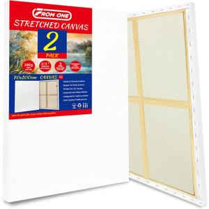 2-Pack Stretched Canvases 70x100cm (23 1/2inch x 39 1/3inch) 13.4oz (380gsm) Triple Gesso Primed, Warp-Resistant Large Pre-Stretched Canvas for Oil Painting & Gallery-Quality Acrylic Art, 2PK - 28"x40"