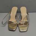 Viciously Vixen Women's Strappy Kitten Heels Square Open Toe Sandals Party Wedding Ankle Strap Shoes, Gold, 6