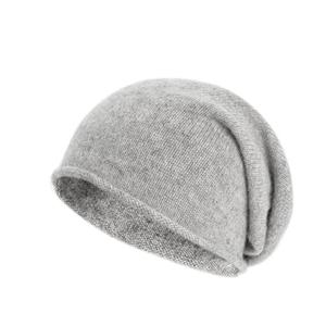 Villand 100% Cashmere Slouchy Beanie Hat for Women, Knitted Ladies Soft Warm Cashmere Skull Beanies Cap (Light Gray) 