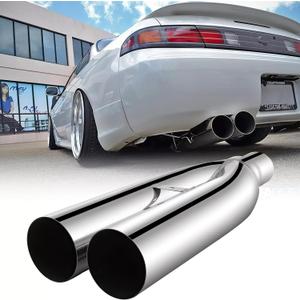 Exhaust Tips, Universal Dual Punta De Escape Para Carro 2.5" Inlet 3" Outlet 19" Length, Tail Pipe Exhaust Tips Compatible with Dodge Challenger SXT Honda Accord VW Chevy Camaro SS ZL1