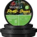 MUDEELA 18 Pack Plant Saucers for Indoor & Outdoor of 8 Inch & 10 Inch & 12 Inch, Durable Plastic Round Plant Tray Dish Plate to Catch Water for Plant & Flower Pot, No Hole, Thicker, Deeper, Black