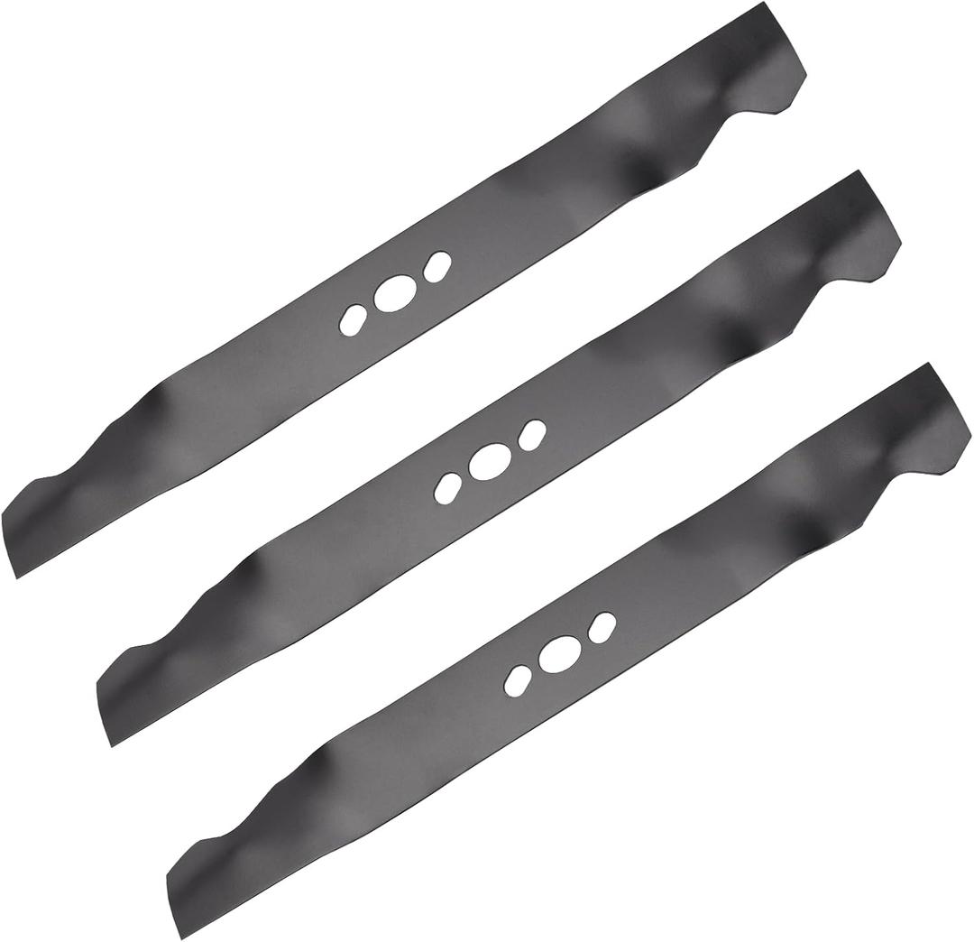 (3 Pack) 355-101 20" Lawn Mower Blades, Replace for 2105300125A Lawn Mower Blades 20" Length, 1/8" Thickness, 2-1/4" Width, 1" x 3/4" Center Hole, Compatible with Hyper Tough Deck Lawn Mower