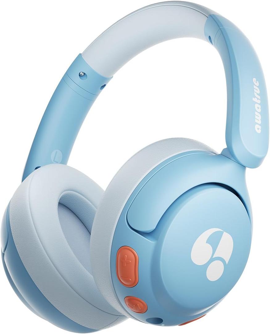 Kids Bluetooth Headphones, 85dB Volume Limiter, Foldable Wireless Over-Ear Headphones for iPad, Travel, 75H Playtime, Bluetooth 5.4, Built-in Mic, Blue