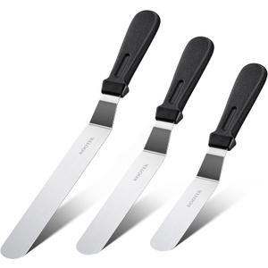 Kootek Angled Icing Spatula Set with 6", 8" & 10" Blade, Stainless Steel Offset Spatula Frosting Smoother Cake Spatulas for Cake Decorating, Baking