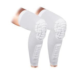 Wrestling Knee Pads Compression Leg Sleeve with Knee Pad and Calf Pad, 1 Pair Knee Sleeve with Shin Guards Shin Pads for Football, Baseball, Rugby, Lacrosse (2, White, Small)