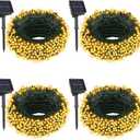 4 Pack Solar String Lights, Total 132Ft 400 LED Solar Powered Twinkle String Lights Waterproof with 8 Lighting Modes Green Wire for Patio Garden Party Yard Wedding Decors (Warm White)