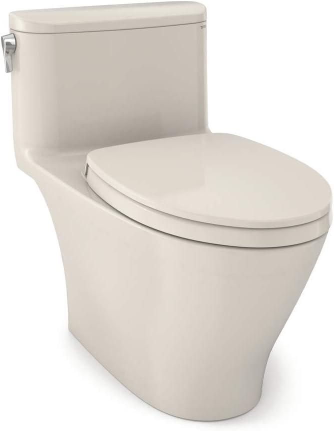 TOTO Nexus One-Piece Elongated 1.28 GPF Universal Height Toilet with CEFIONTECT and SS124 SoftClose Seat, WASHLET + Ready, Sedona Beige - MS642124CEFG#12