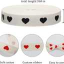 2Pcs Heart Cotton Ribbon, 5/8 Inch x 10 Yard, Natural Ribbon for Gift Wrapping, Bow Making, Home Decor, and Floral Arrangements