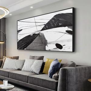 Abstract Wall Art Home Wall Decor Black and White Framed Canvas painting Abstract Artwork Modern Home Wall Decor for Living Room Bedroom Office 29"x58"
