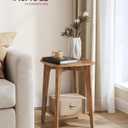 VASAGLE MAEZO Collection - Side Table, 2-Tier Small Square End Table, Nightstand with Tapered Legs, Curved Transitions, for Small Spaces, Living Room, Bedroom, Honey Brown ULET236K01, 1 pack