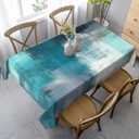 Teal Grey Tablecloth Turquoise Rectangle Table Cloth Washable Table Cover for Decoration Kitchen Dining Room 60x90 Inch