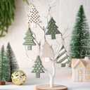 Sosation 24 Pcs Neutral Christmas Tree Ornaments 3.15 inch Sage Green Hanging Decorations Boho Modern Silicone Christmas Ornaments with Ropes for Xmas Tree Winter Crafts