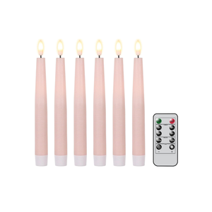 Yongmao Real Wax Flameless Taper Candles With Remote, 9.6 Inches LED Window 3D Wick Flickering Battery Operated Warm Light Set of 12 for Christmas Home Wedding Decor (Rose Gold)