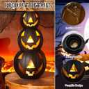 3 Pcs Halloween Metal Jack O Lanterns Pumpkin Set with LED Candles and Black Creepy Cloth Set of 3 Jack O Lantern Halloween Fall Outside or Inside Table Ornaments for Home Festival Party Decor