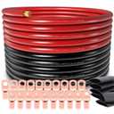 40FT 0 Gauge Wire Copper Clad Aluminum, 1/0 Battery Cable, 20pcs Lugs Terminal Connectors with 3:1 Heat Shrink Tube for Amp,Inverter, Winch, Reducer, Starter, Solar Power, DC Wiring