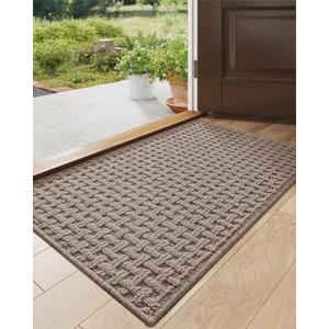 DEXI Front Entryway Door Mat Non Slip 17x30, Washable Entry Way Mats Inside Entrance Low Profile, Welcome Doormat Dirt Trapper for House Floor Home Porter Hall Backdoor Area, Light Taupe (1'5" x 2'6" (Rectangular))