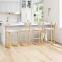 Garvee Bar Stools Set of 4, Counter Height Bar Stools for Kitchen Counter, Island Chairs for Dining Table, Modern Tall Barstools with Back, Metal Counter Stools with Upholstered for Kitchen (Gold)