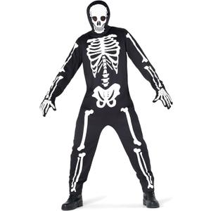 Morph Men's Skeleton Costume, Adult Suit Outfit for Halloween (XX-Large, Black)